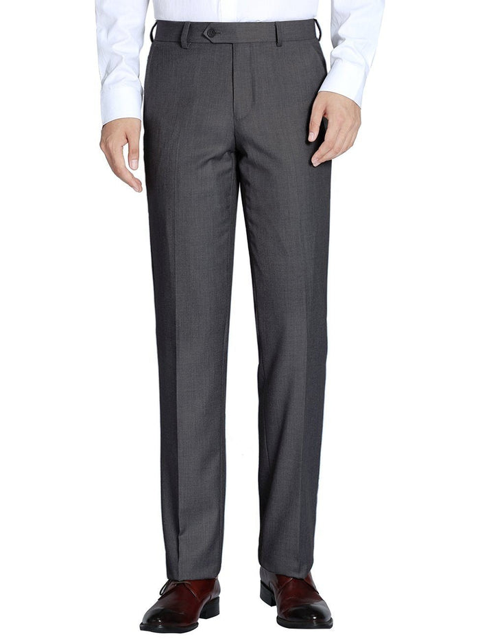 Raphael Men's Washable Flat Front Classic Fit Gray Dress Pants