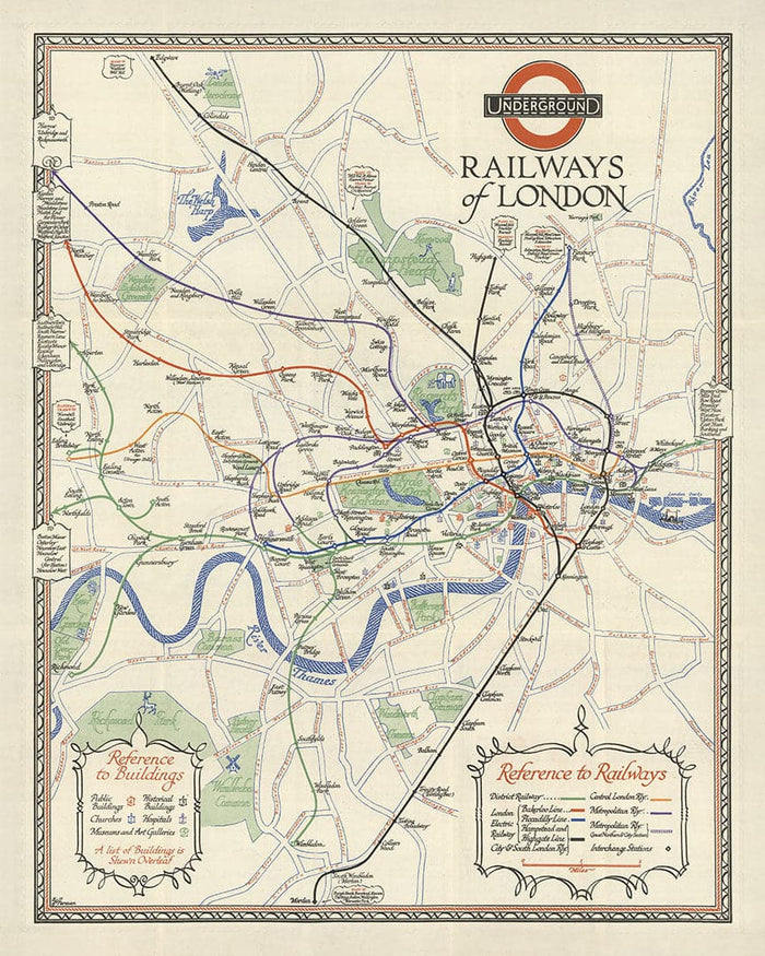 Rare Old London Underground Tube Map, 1928 - Covent Garden, Piccadilly Circus, Central & District Line