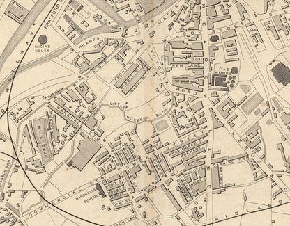 Rare Old Map of Leeds in 1851 by John Rapkin