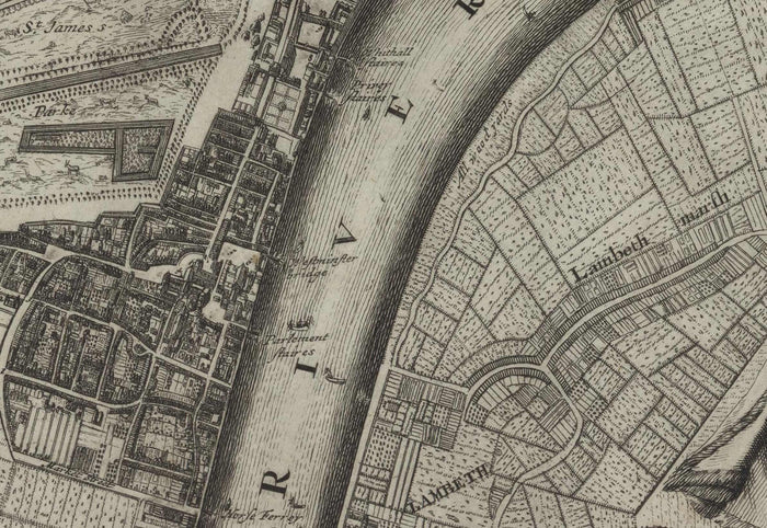 Rare Old Map of London in 1690 by Joannes de Ram