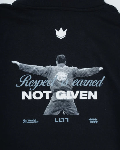 Kingz Respect Youth Hoodie - Back Print Close Up - Leandro Lo 8x World Champion Graphic - Black - Youth BJJ Hoodie [color:Black]