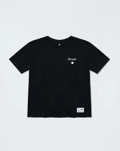 Kingz Respect Youth Tee - Front View - Respect Not Given Chest Graphic - Black Youth BJJ Training Tee [color:Black]