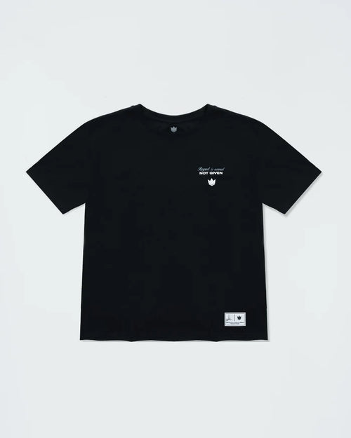 Kingz Respect Youth Tee - Front View - Respect Not Given Chest Graphic - Black Youth BJJ Training Tee [color:Black]