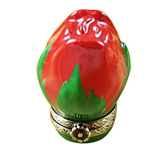 Mini Red Rosebud Porcelain Limoges flowers garden French Trinket Box