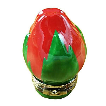 Mini Red Rosebud Porcelain Limoges flowers garden French Trinket Box