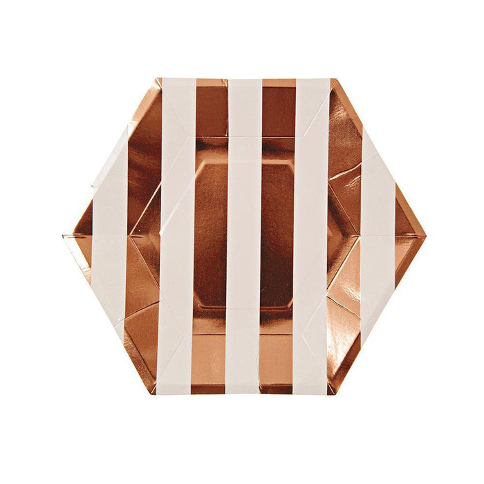 Rose Gold Stripe Hex Small Plates