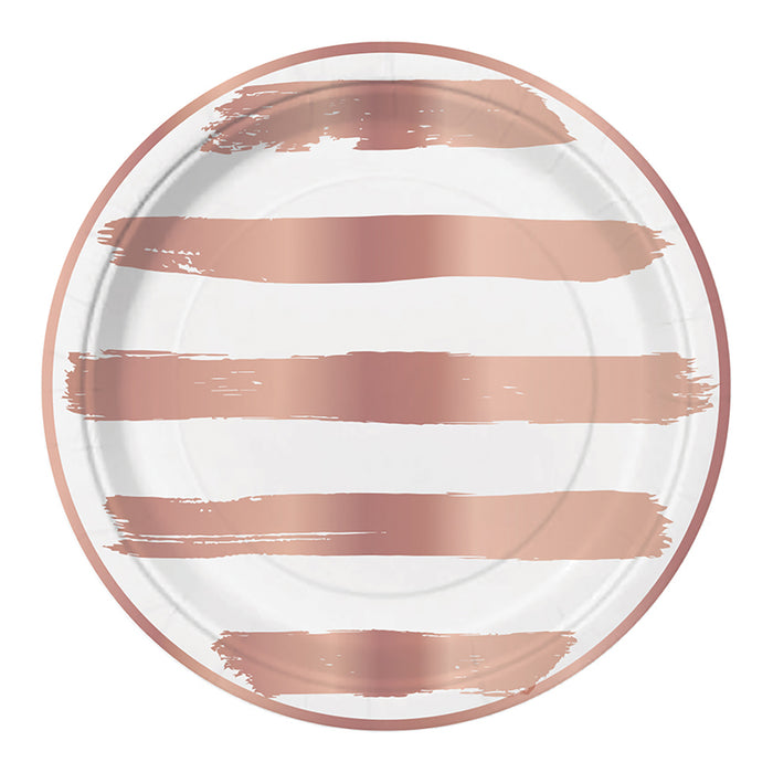 Rose Gold Stripes Party Plates