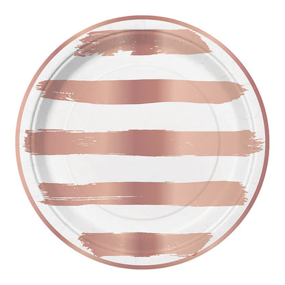 Rose Gold Stripes Party Plates