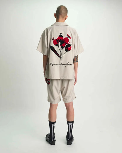 RTA Clyde Elasticated Short - Beige Poppy