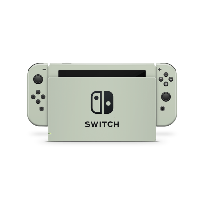 Close-up of sage green Switch skin showing muted green tone