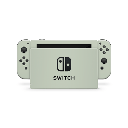 Close-up of sage green Switch skin showing muted green tone