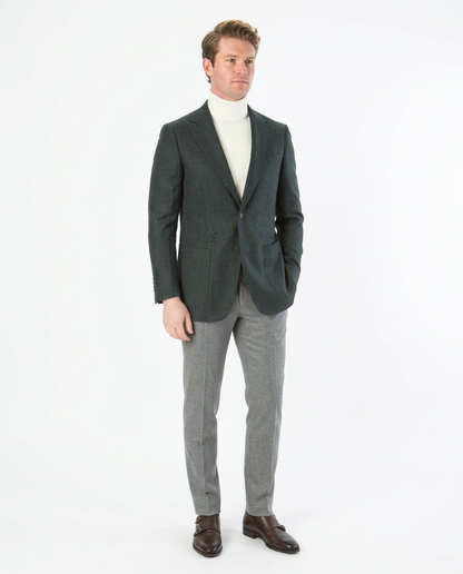 Sartoria Mazara Mens Classic Fit Green With Blue Check 2 Button Stretch Blazer Sportcoat