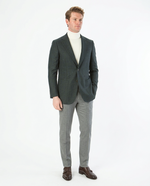 Sartoria Mazara Mens Classic Fit Green With Blue Check 2 Button Stretch Blazer Sportcoat