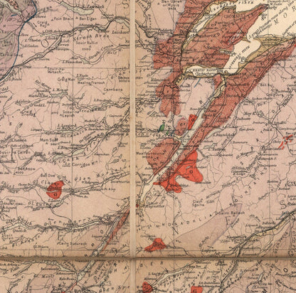 Scotland Geology Map - Old Map of Scotland by A. Geikie, 1876