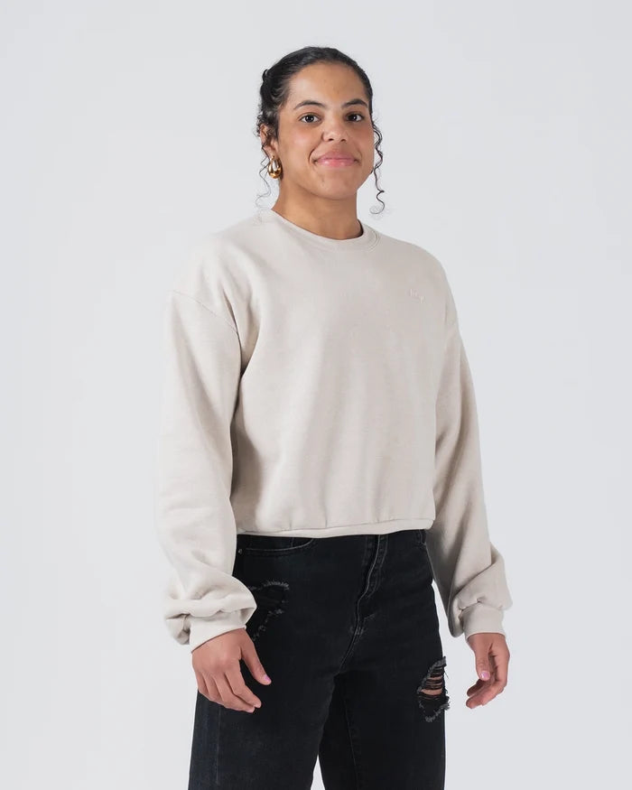 Kingz Script Women's Crewneck - Front Standing View - Relaxed Fleece and Chest Script - French Oak - Women's BJJ Crewneck [color:French Oak]