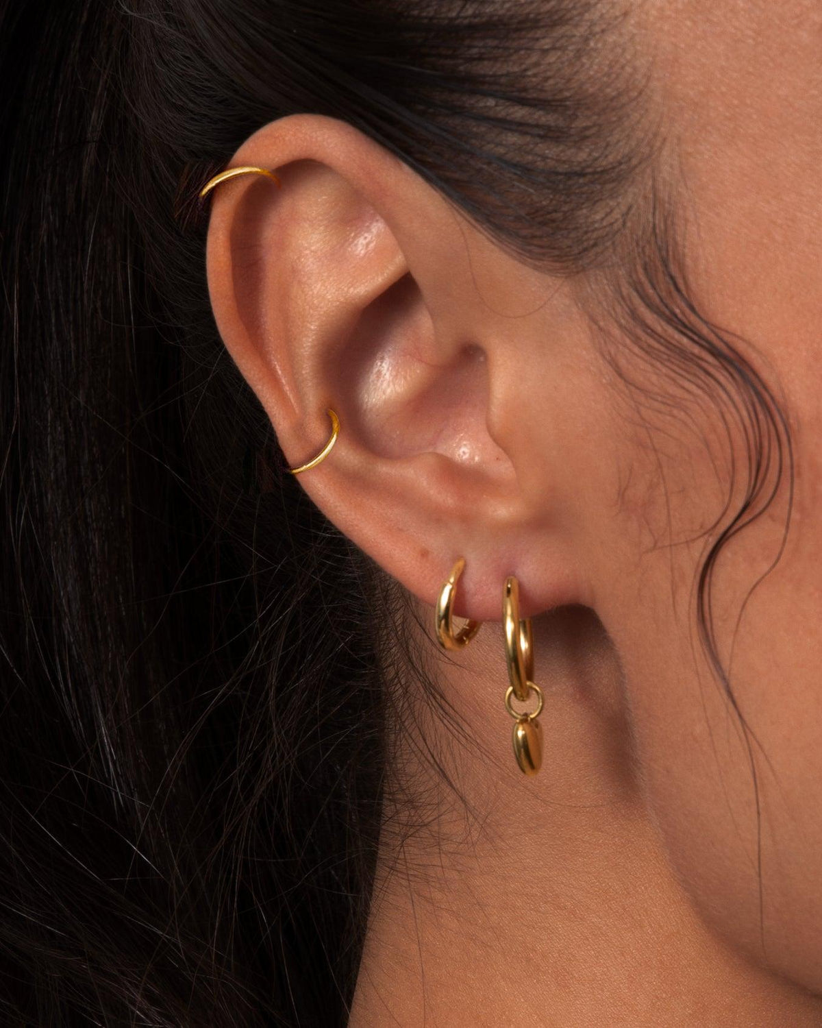 Single Mini Hoop Helix Earring in Gold