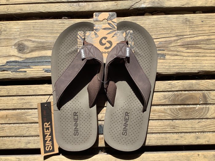 Sinner Mens Makaha Sandals- Brown