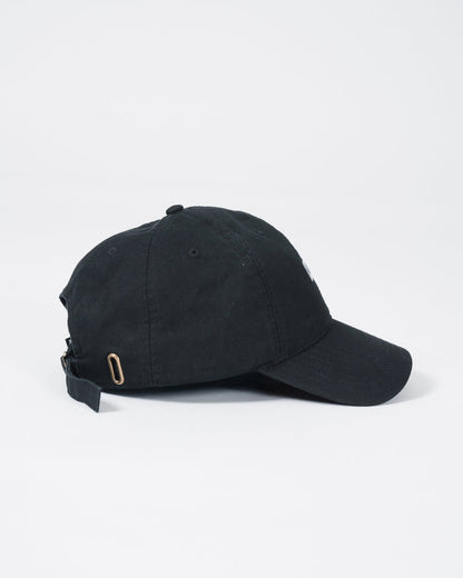 Kingz Slant Dad Hat - Black - Angled Side View Black Cotton Hat Adjustable Strap Brass Buckle Minimal Design Subtle Stitching Casual Wear Apparel [color:Black]