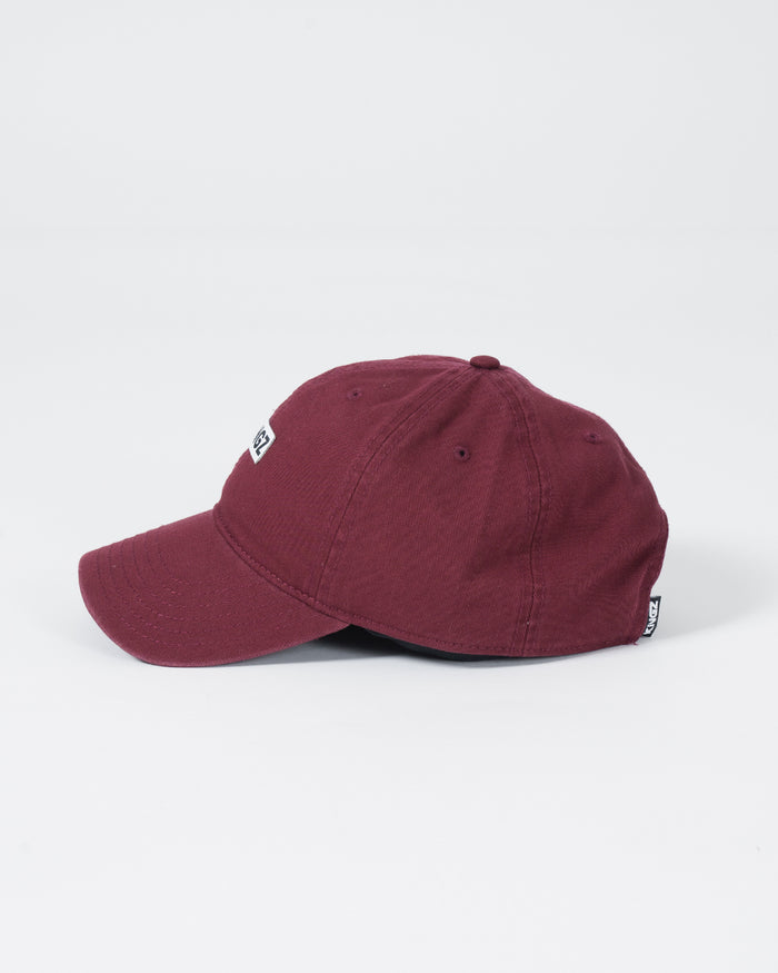 Kingz Slant Dad Hat Maroon - Side View Maroon Cotton Hat KINGZ Text Label Front Panel Curved Brim Ventilation Eyelets Adjustable Strap Casual Wear BJJ Training Hat [color:Maroon]