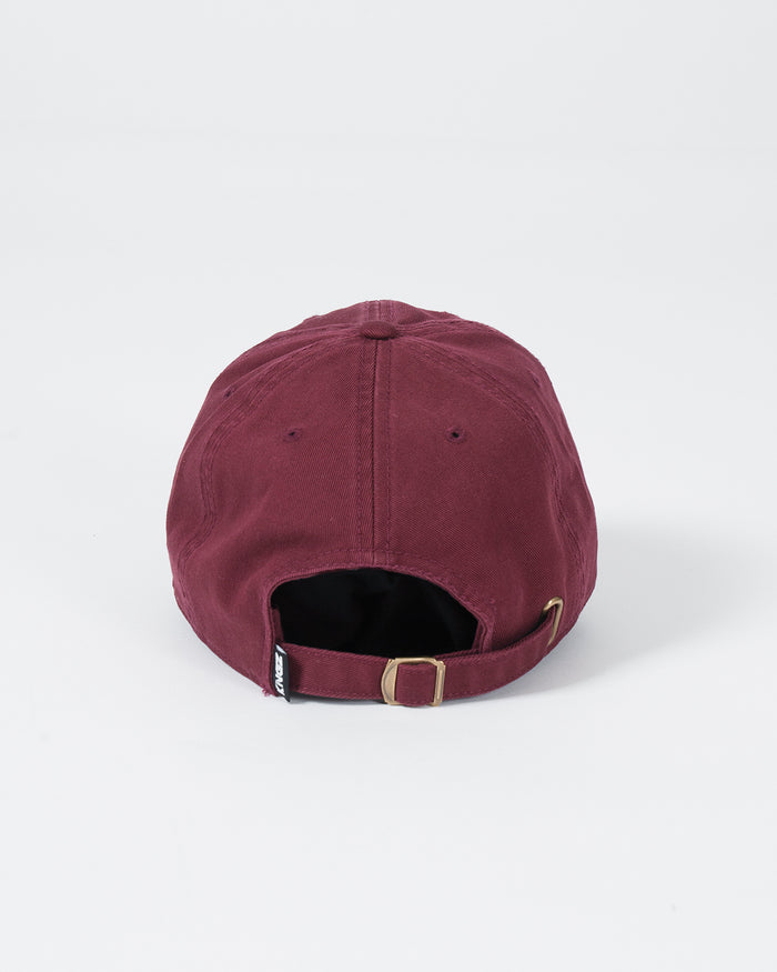 Kingz Slant Dad Hat - Maroon - Back View Adjustable Strap Gold Buckle Kingz Tag Maroon Cotton Fabric Casual Fit BJJ Training Hat [color:Maroon]