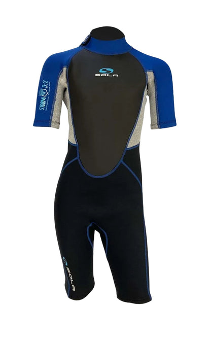 Sola Storm Kids 3/2mm Shorty Wetsuit - Blue/ Marl - A1723