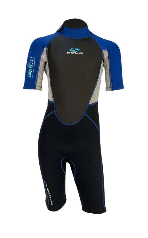 Sola Storm Kids 3/2mm Shorty Wetsuit - Blue/ Marl - A1723