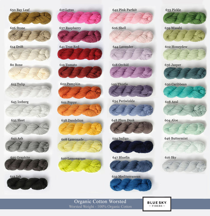 XS/S / Blue Sky Fibers - Organic Cotton Worsted / PRE-ORDER any 1 color