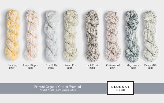 L / Blue Sky Fibers - Printed Organic Cotton Worsted / PRE-ORDER any 1 color