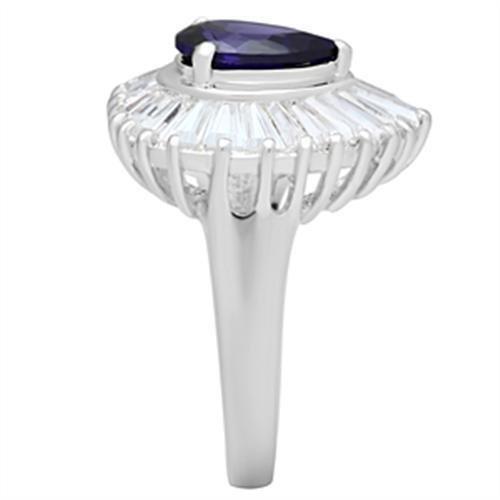 SS004 - Silver 925 Sterling Silver Ring with AAA Grade CZ  in Tanzanite