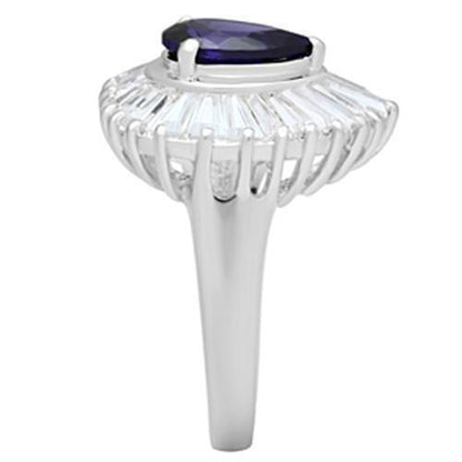 SS004 - Silver 925 Sterling Silver Ring with AAA Grade CZ  in Tanzanite