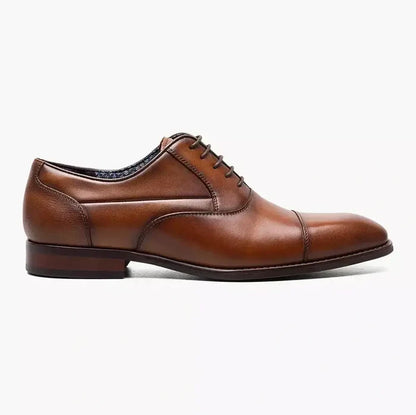 Stacy Adams Kallum Mens Cognac Brown Lace-up Oxford Leather Dress Shoes - The Suit Depot