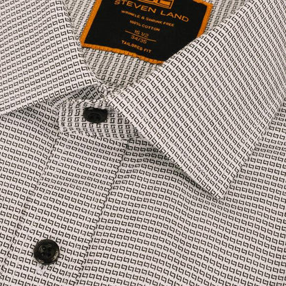 Steven Land Mens Black Check 100% Cotton Spread Collar Dress Shirt - The Suit Depot