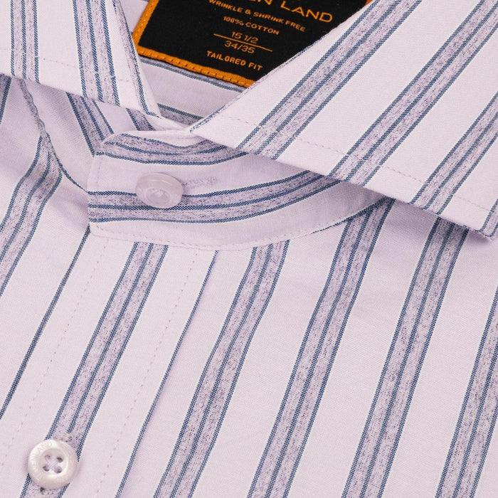 Steven Land Mens Purple Striped 100% Cotton French Cuff Cutaway Collar Dress Shirt