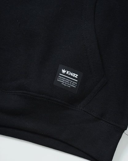 Kingz Submission Hunter Youth Hoodie - Label Detail - Woven Kingz Patch and Ribbed Hem - Black - Youth BJJ Hoodie [color:Black]
