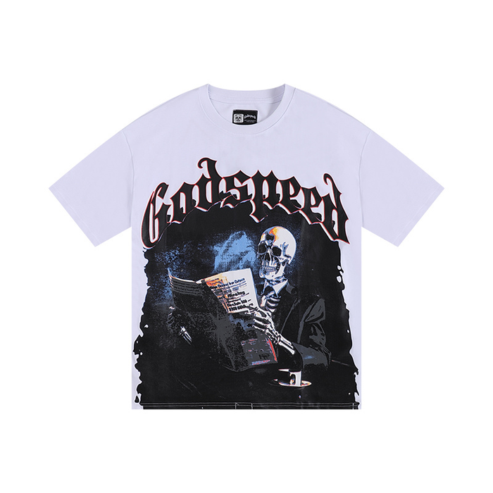 T-Shirt Godspeed skeleton reading newspapers | Streetwear