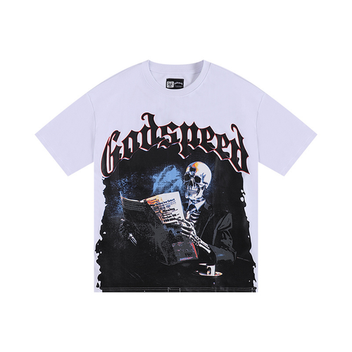 T-Shirt Godspeed skeleton reading newspapers | Streetwear
