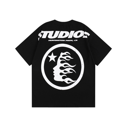 T-Shirt Hellstar Cartoon Logo Glitter Black