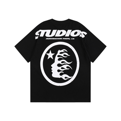 T-Shirt Hellstar Cartoon Logo Glitter Black