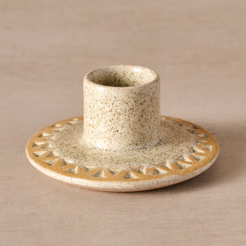 Tidal Etched Ceramic Taper Candle Holder
