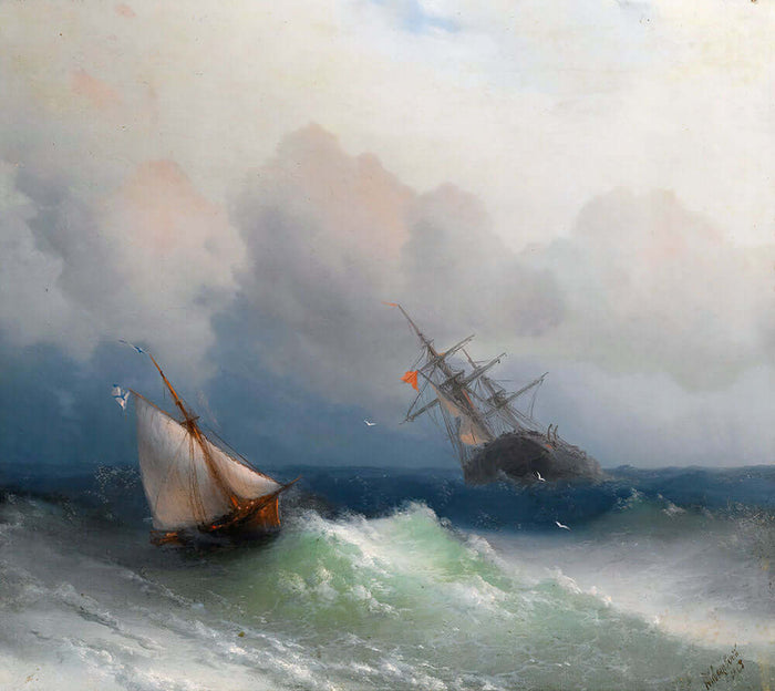 Two Ships At Sea by Ivan Aivazovsky - Art Print - Zapista
