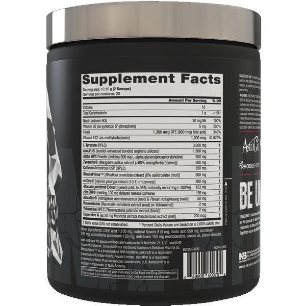 Unbound Unload Beyond Pre-Workout 20 Servings