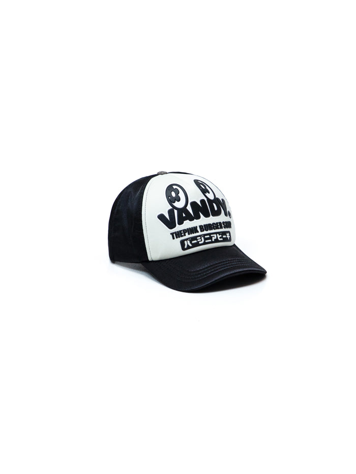 Vandy The Pink Eye Satin Eye Logo Trucker Hat Black