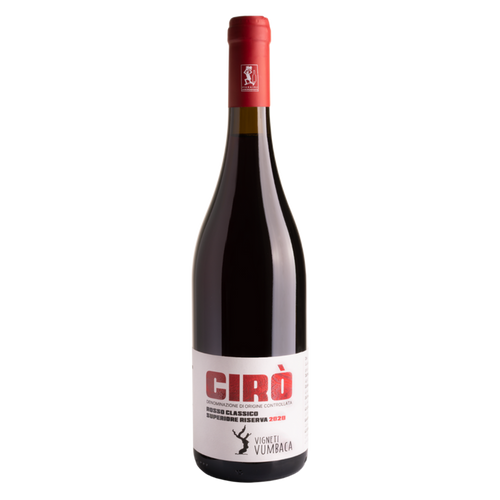 Vumbaca Ciro Rosso Classico Riserva 2022 wine bottle with red foil cap