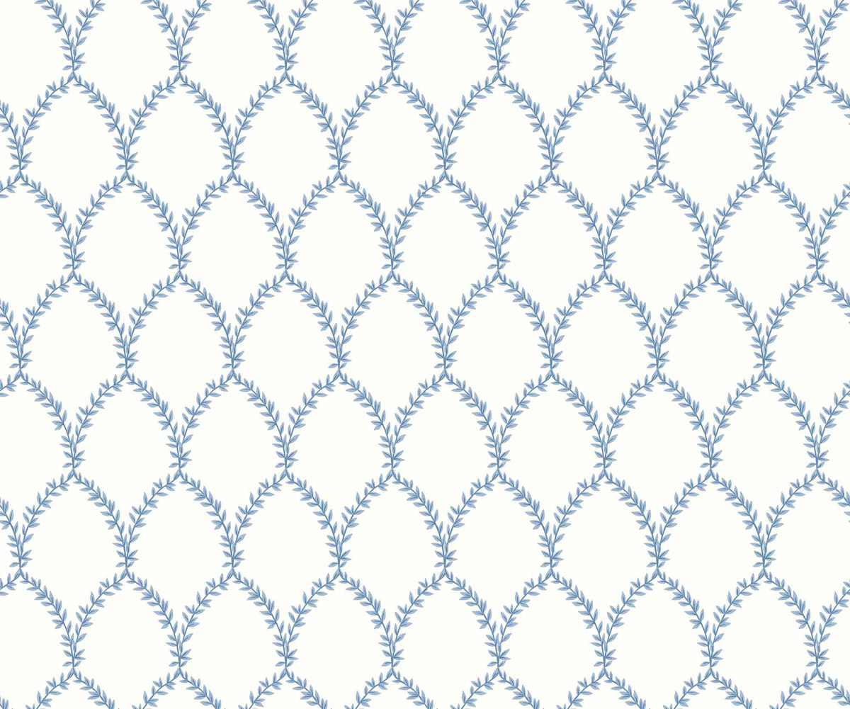 Laurel Wallpaper - Blue & White