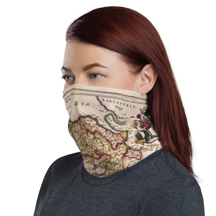 Wales Face Mask / Neck Gaiter / Snood with ancient map of Wales by Jean Blaeu in 1645