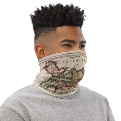 Wales Face Mask / Neck Gaiter / Snood with ancient map of Wales by Jean Blaeu in 1645