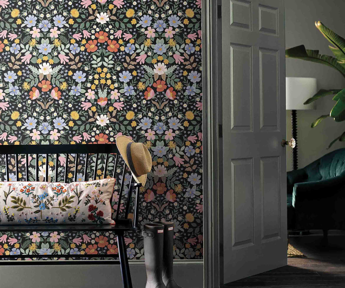 Bramble Garden Peel & Stick Wallpaper Sample - Black