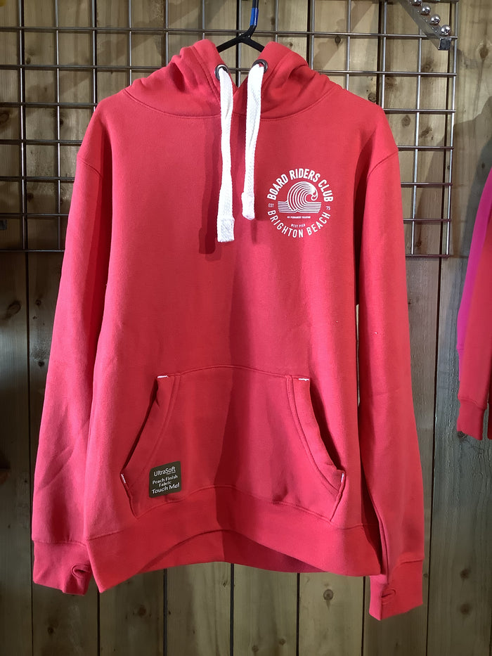 West Pier Hoodie - ‘Board Riders Club’ Wave Logo - Dusty Red