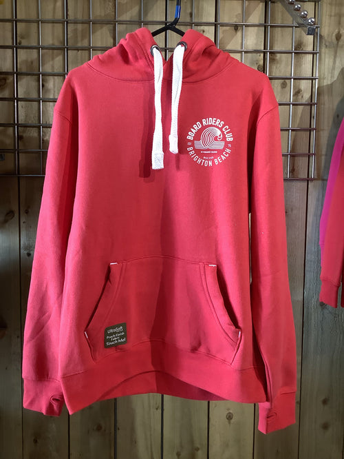West Pier Hoodie - ‘Board Riders Club’ Wave Logo - Dusty Red