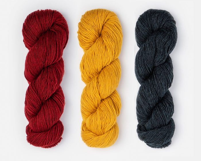 Small / Blue Sky Fibers - Woolstok Light / Red Rock Spun Gold & Midnight Sea